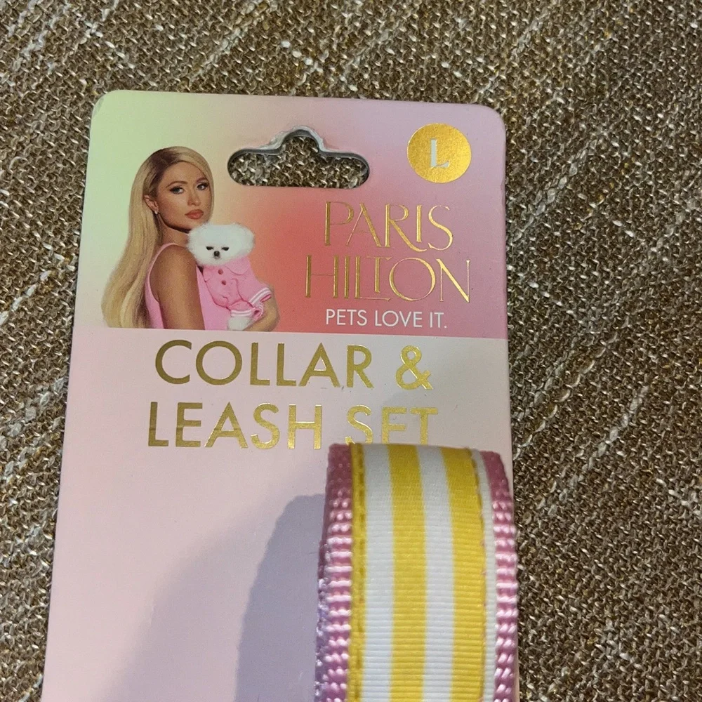 Paris Hilton Yellow and Pink Gold Hardware Dog/ Pet 6 foot Leash NWT